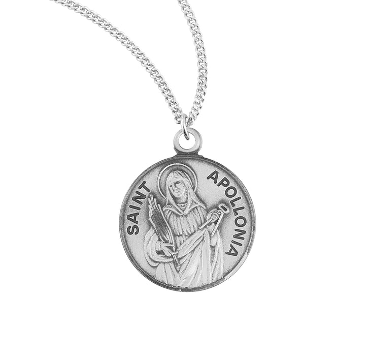 Patron Saint Apollonia Round Sterling Silver Medal - S970918