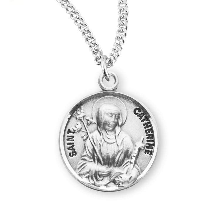 Patron Saint Catherine Round Sterling Silver Medal - S971518