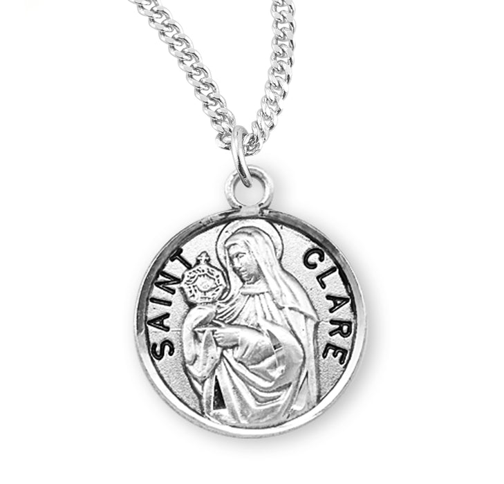 Patron Saint Clare Round Sterling Silver Medal - S972218