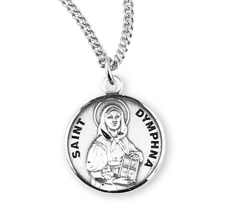Patron Saint Dymphna Round Sterling Silver Medal - S972618