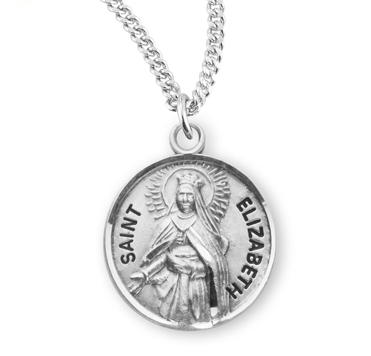 Patron Saint Elizabeth Round Sterling Silver Medal - S973118