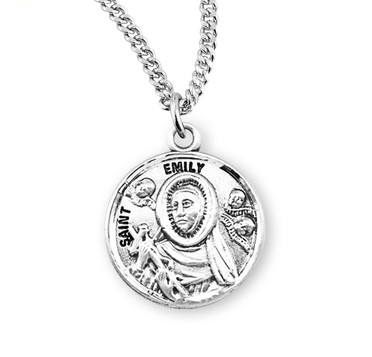 Patron Saint Emily Round Sterling Silver Medal - S973218