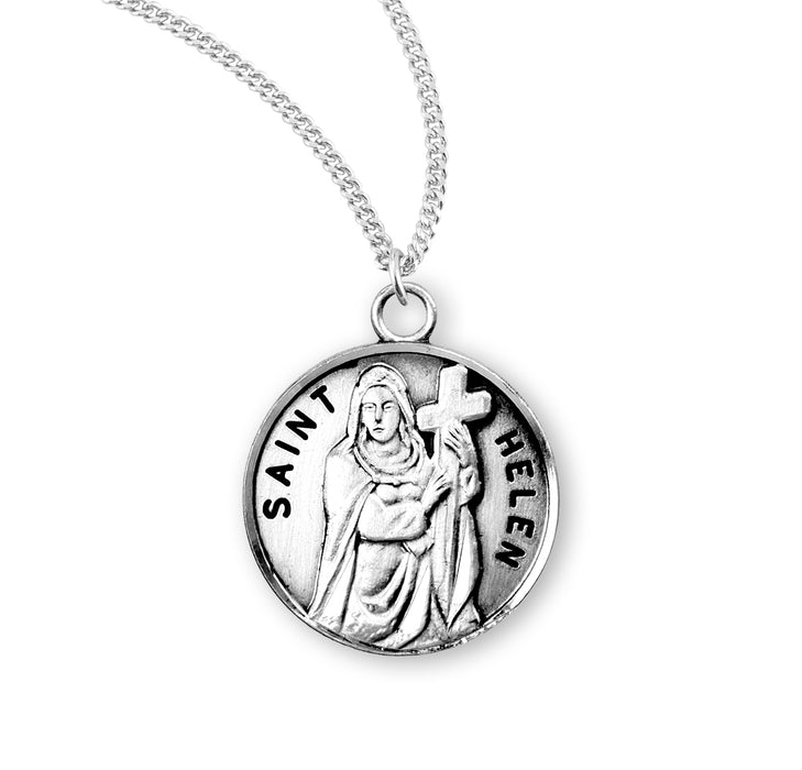 Patron Saint Helen Round Sterling Silver Medal - S974218