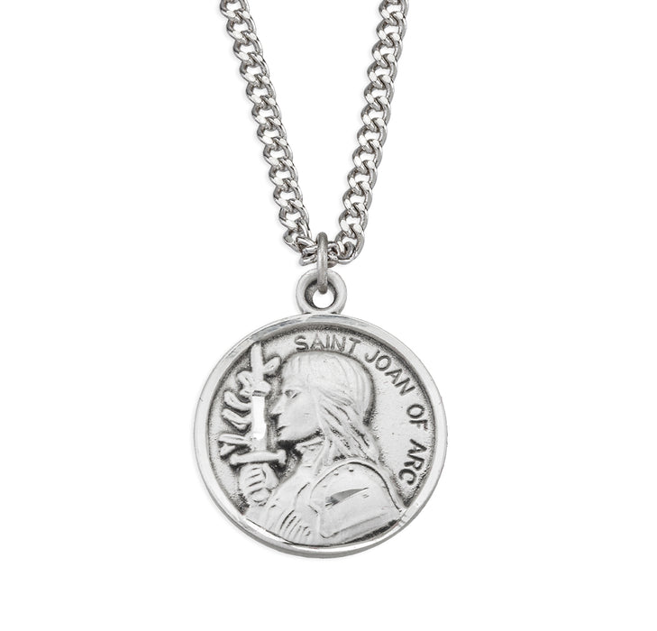 Patron Saint Joan of Arc Round Sterling Silver Medal - S974618