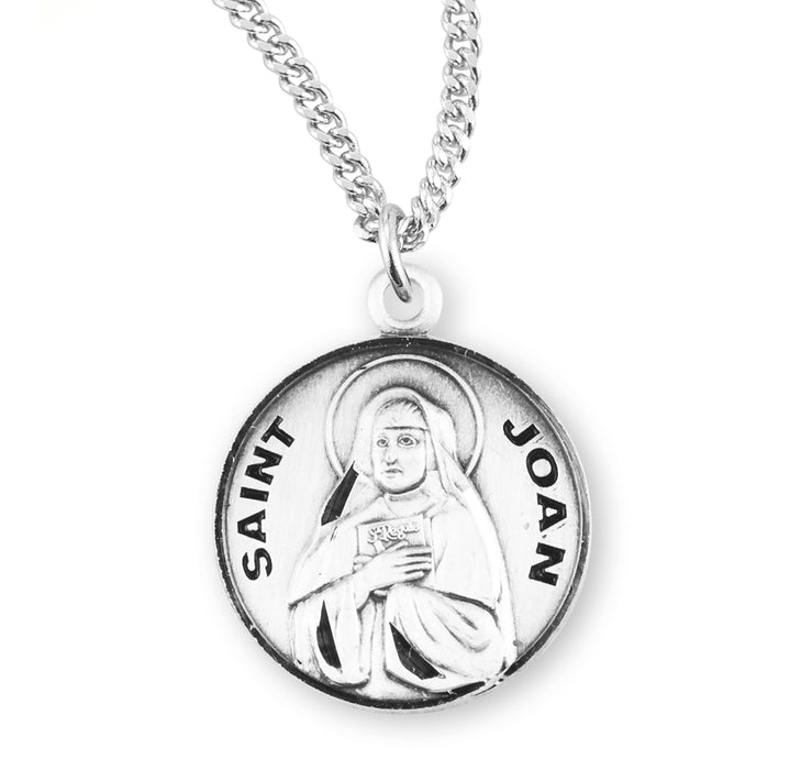 Patron Saint Joan Round Sterling Silver Medal - S974718