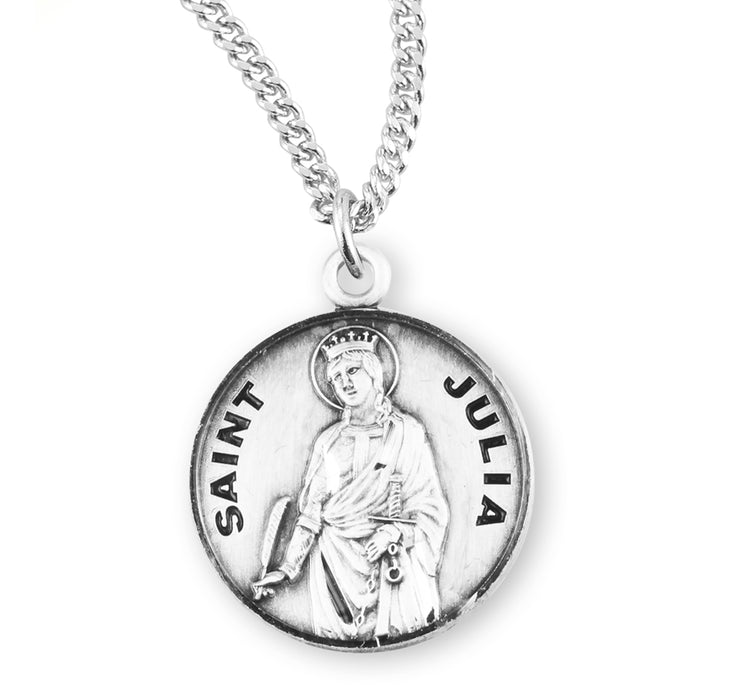 Patron Saint Julia Round Sterling Silver Medal - S974818