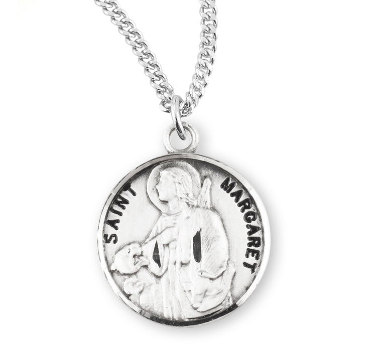 Patron Saint Margaret Round Sterling Silver Medal - S975918