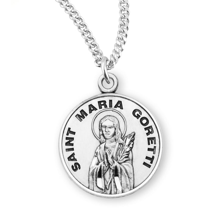 Patron Saint Maria Goretti Round Sterling Silver Medal - S976218