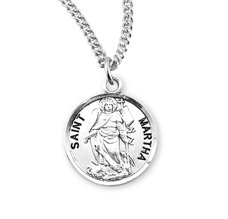 Patron Saint Martha Round Sterling Silver Medal - S976418