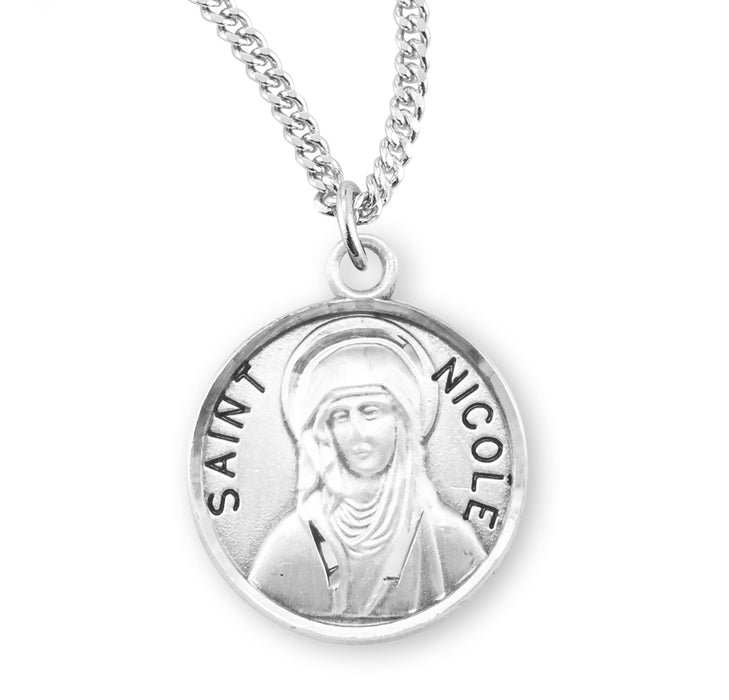Patron Saint Nicole Round Sterling Silver Medal - S976818