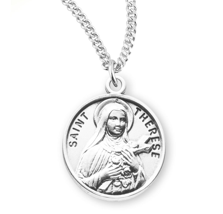 Patron Saint Therese Round Sterling Silver Medal - S978918