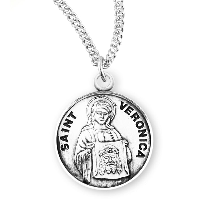 Patron Saint Veronica Round Sterling Silver Medal - S979218