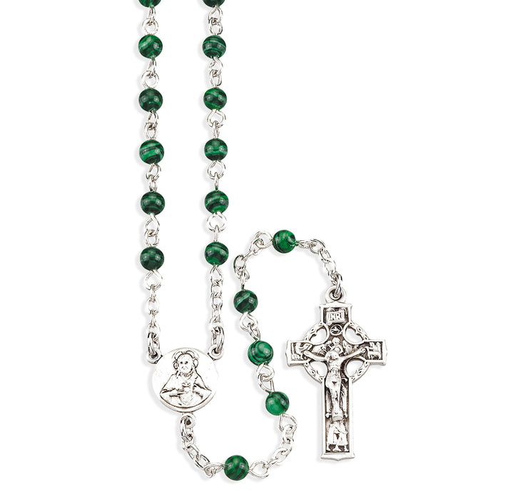 Genuine Malachite Rosary Sterling Crucifix and Centerpiece - SR7400MA