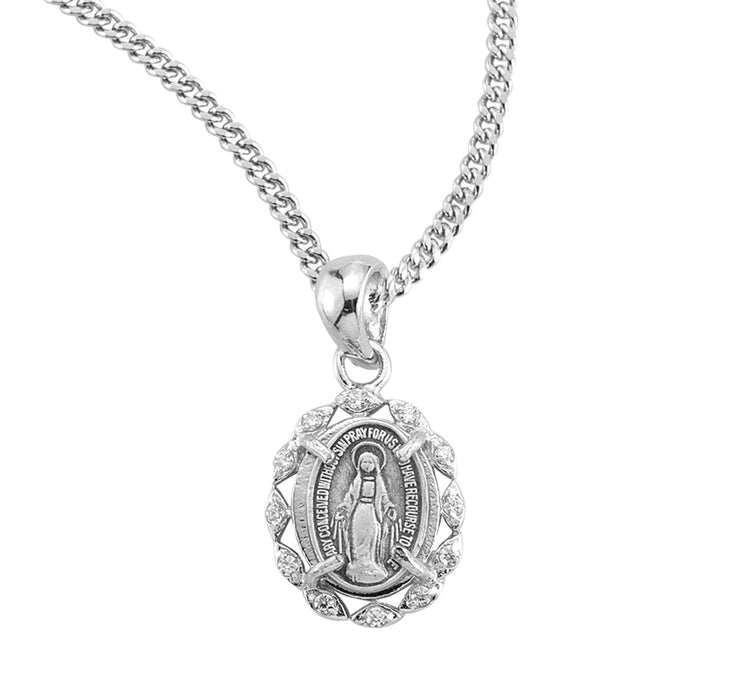 Sterling Silver Crystal Cubic Zirconia "CZ" Miraculous Medal - Z111518