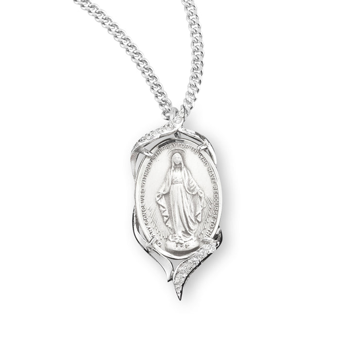 Sterling Silver Oval Miraculous Medal - Z125CR18