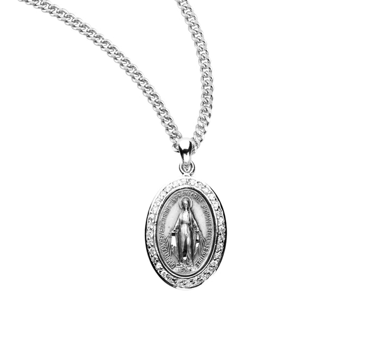 Sterling Silver Crystal Cubic Zirconia "CZ" Miraculous Medal - Z3101CR18