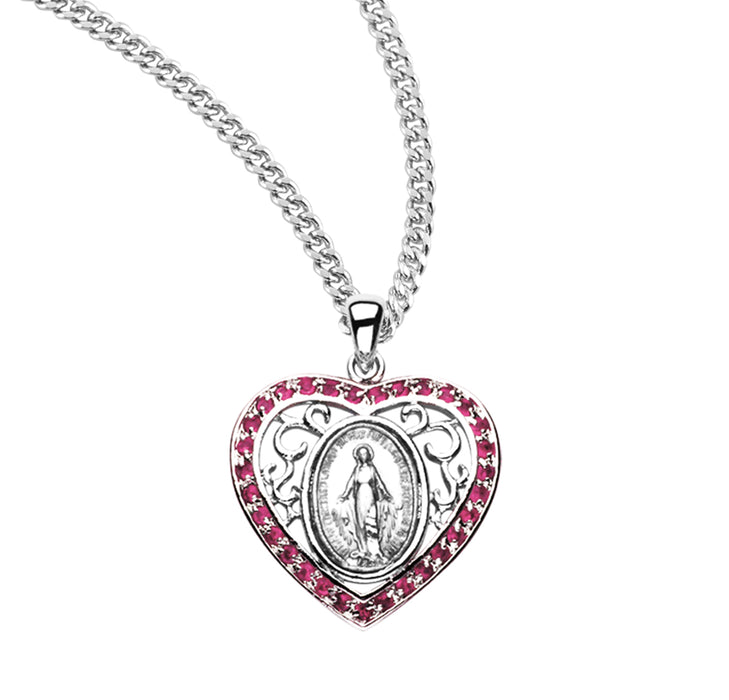 Sterling Silver Oval Miraculous Medal with Cubic Zirconia's "CZ's" - Z3140PK18