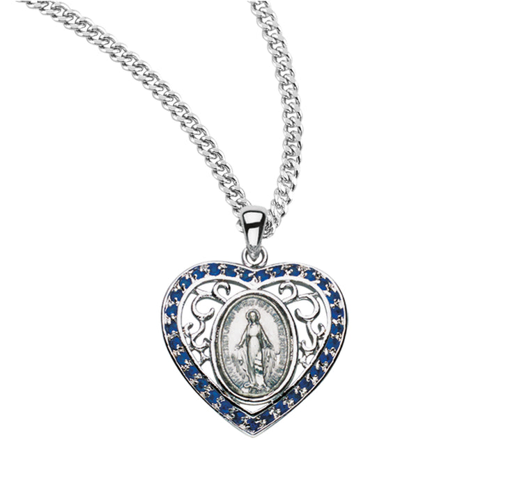 Sterling Silver Oval Miraculous Medal with Cubic Zirconia's "CZ's" - Z3140SP18
