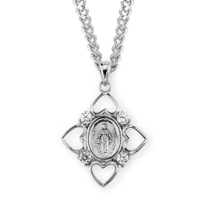 Sterling Silver Crystal Cubic Zirconia "CZ" Miraculous Medal - Z3144CR24