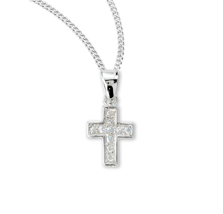 Sterling Small Cross with Cubic Zirconia's "CZ's" - Z3180R18