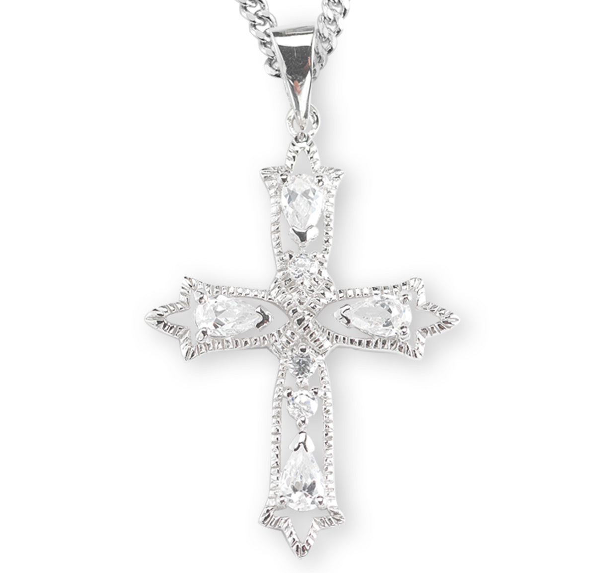 Sterling Silver CZ Cross & Chain main image 1