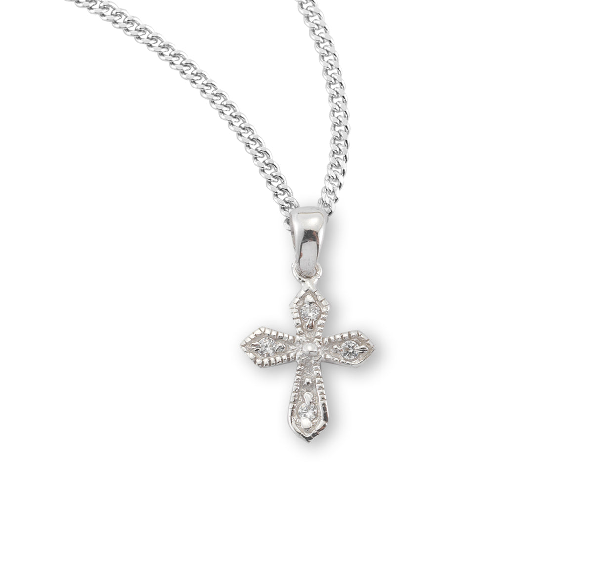 Sterling Silver Cross with Crystal Cubic Zirconia's 