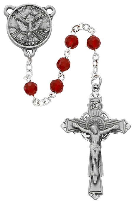 Red Crystal Holy Spirit Rosary Boxed - R707DF