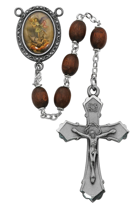 Brown St. Michael Rosary Boxed - R204DF