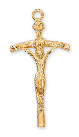 Gold over Sterling Papal Crucifix Pendant - J9040