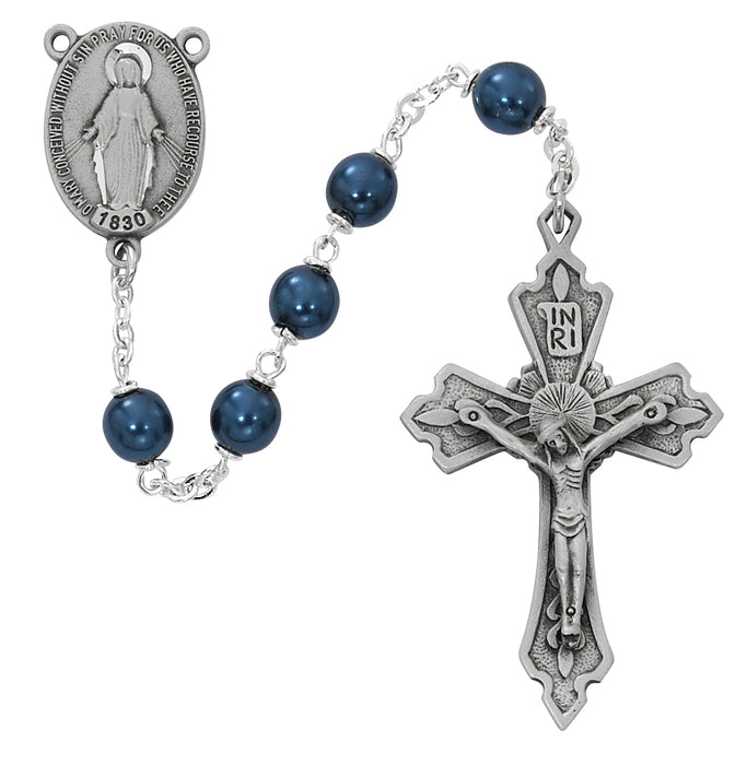 Blue Metallic Rosary  - R877F