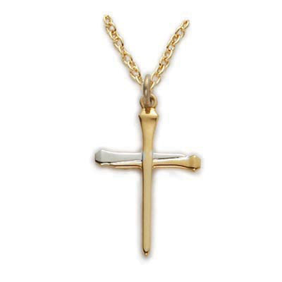 Gold over Sterling Silver Nail Cross Boxed - J9245