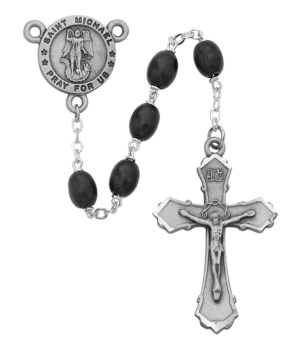 Black Wood St Michael Rosary Boxed - R377DF