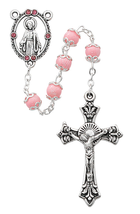 Pink Capped Rosary Boxed - R501SF
