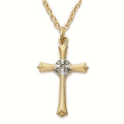 Gold over Sterling Silver Cross Boxed - J9235