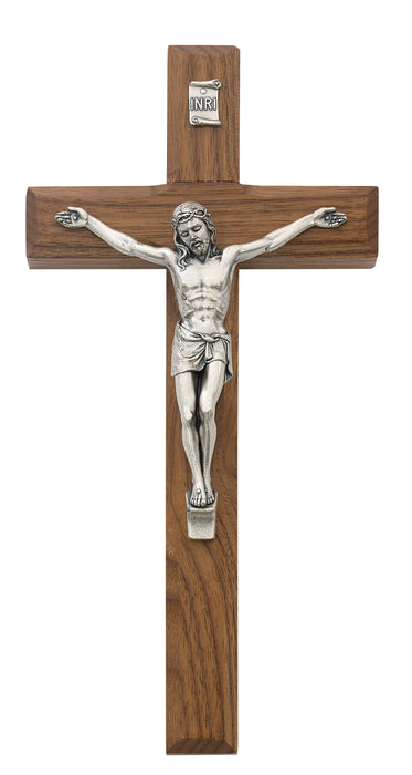 8 in. Beveled Walnut Crucifix Boxed - 80-02