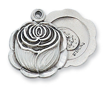 Sterling Silver Miraculous Rosebud Pendant Boxed - LM47