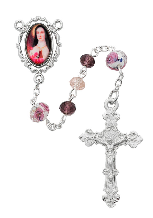 Multi Pink Crystal Therese Rosary Boxed - R599RF