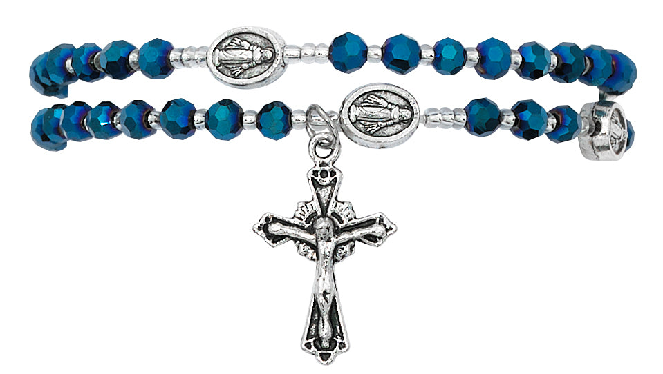 Blue Crystal Twistable Rosary - B1004C