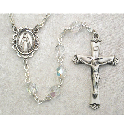 Aurora Glass April Rosary Boxed - 875L-CRF
