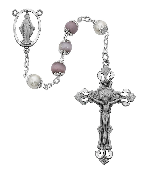 Violet Cat's Eye Rosary Boxed - 564SF