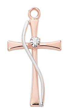 Rose Gold on Sterling Two Tone Cross Boxed - JR9204