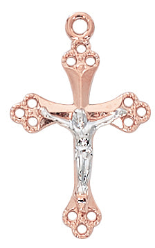 Rose Gold on Sterling Crucifix Boxed - JR9206