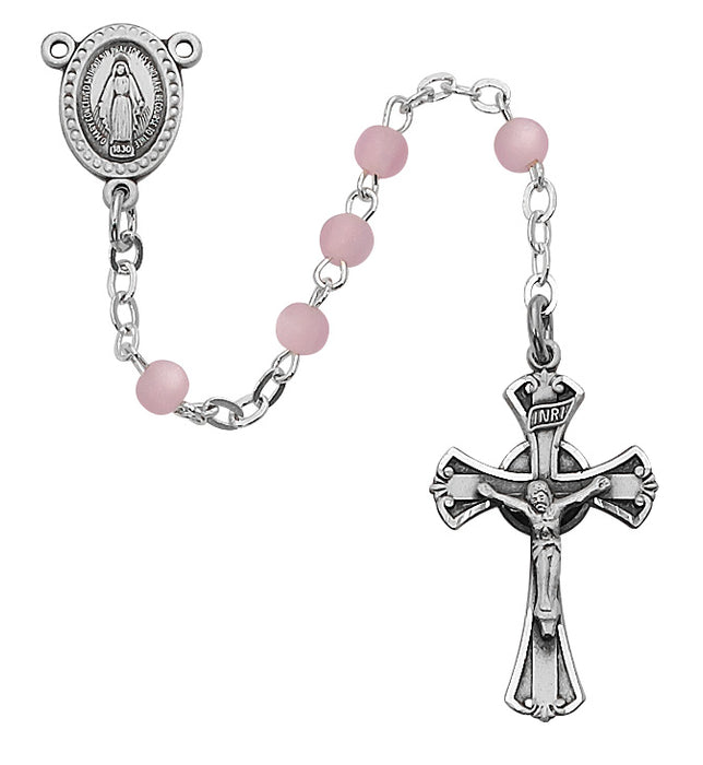 Pink Glass Youth Rosary Boxed - 201L-PKG