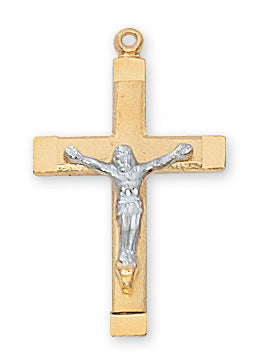 Gold over Sterling Two Tone Crucifix Pendant - JT8068