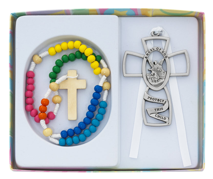 Kiddie Rosary and Crib Cross Set Boxed - BS46