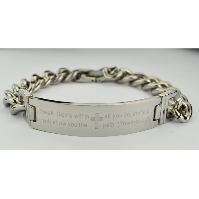MEN'S STAINLESS CHAIN BRACELET WITH SCRIPTURE-BR970