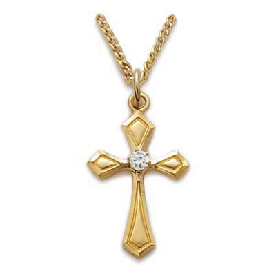 Gold over Sterling Silver Cross Boxed - J9249