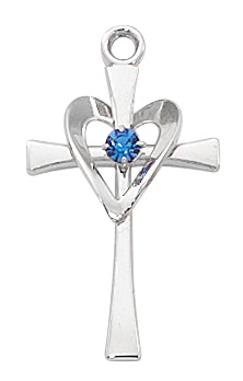 Sterling Silver Heart Cross Pendant - L9177