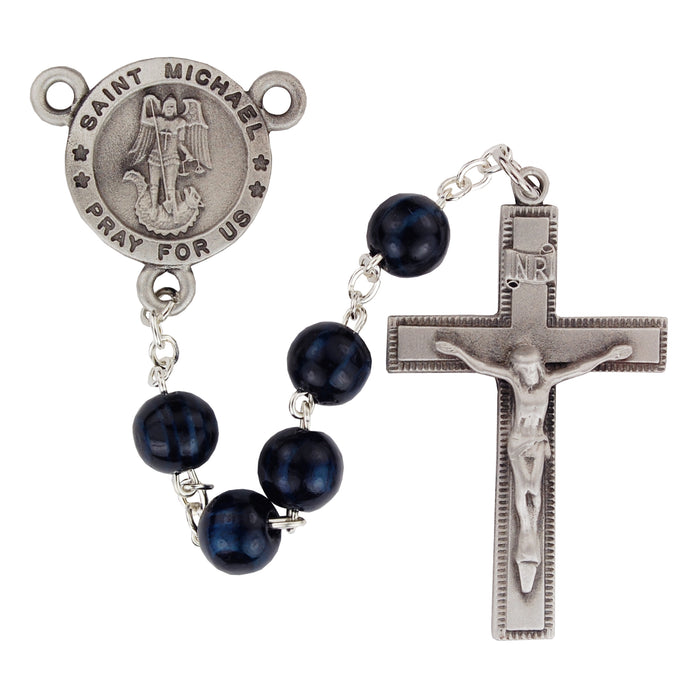 Blue Wood St Michael Rosary Boxed - R739F