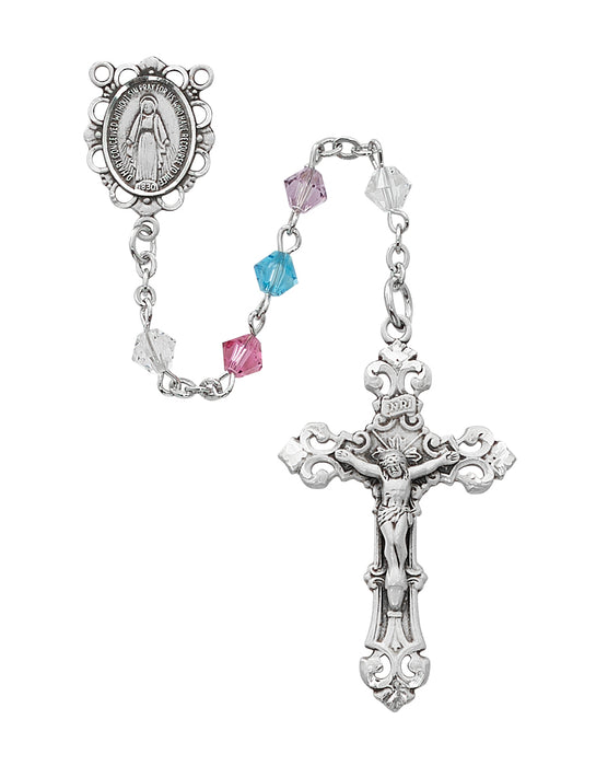 Multi Swarovski Crystal Bead Rosary Boxed - R548LF